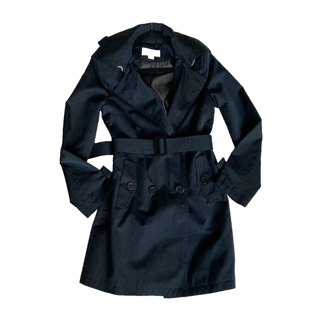 Michael Kors Trench Coat Navy Women S Hooded Quie… - image 3